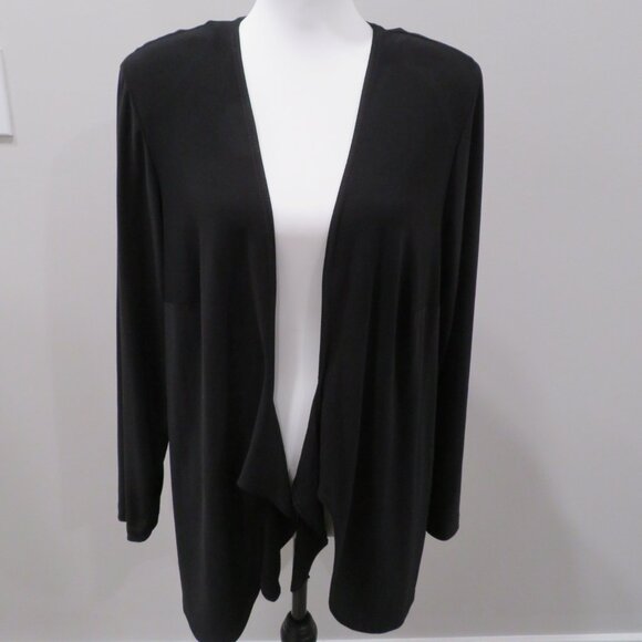 Black Lightweight Knit Open Front Long Cardigan - Picture 1 of 3